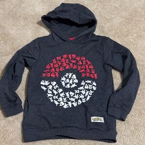 Pokemon Kids Hoodie - Dark Gray with Red and White Pattern
